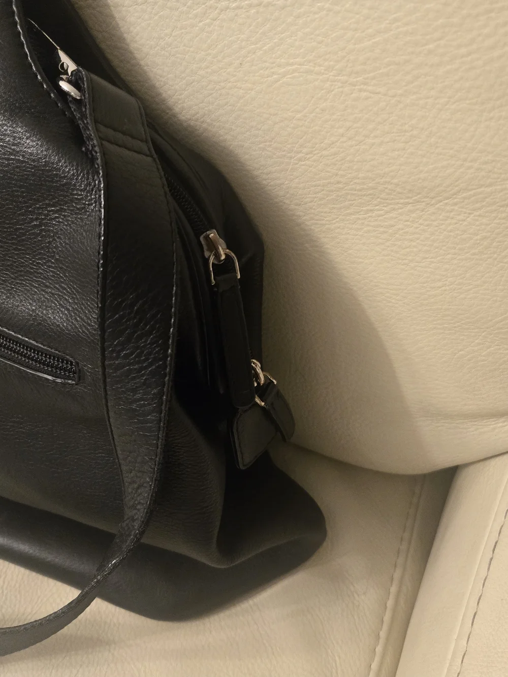 Structured Black Leather Tote with Cutout Handle